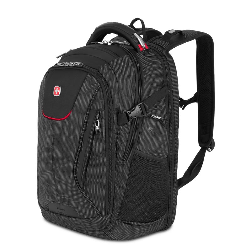 SWISSGEAR حقيبة ظهر لابتوب سويس جير ترافل تك إليت - تناسب اللابتوبات حتى 16 بوصة - حقيبة ظهر صديقة لتفتيش TSA مع منفذ USB، حجرة للأحذية و جيوب تنظيم - نقط سوداء - Image 1